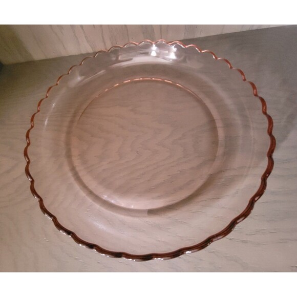 Other - Pink Glass Dish Tray Scallop Edge Decorative Serving Vintage Style Platter